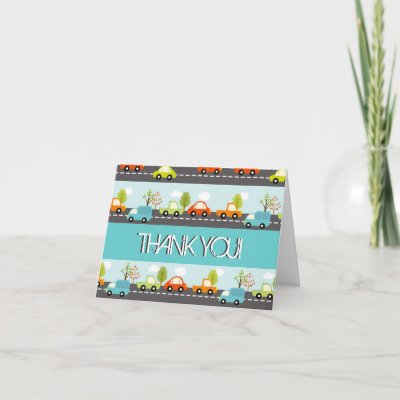 Cute Cars and Trucks Thank You Cards by colourfuldesigns