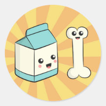 Cute Cartoon about Milk and Bone Stickers