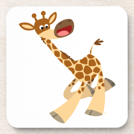 Cute Cartoon Ambling Giraffe Cork Coasters