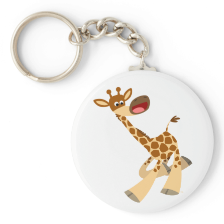 Cute Cartoon Ambling Giraffe Keychain