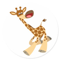 Cute Cartoon Ambling Giraffe Sticker
