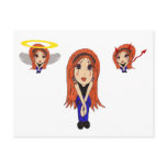 Cute Cartoon Angel and Devil Postcard