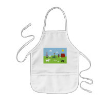 Cute Cartoon Animals & Boy Riding Bike Apron