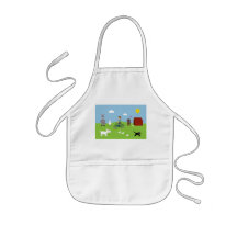 Cute Cartoon Animals & Boy Riding Bike Apron