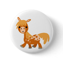 Cute Cartoon Appaloosa Pony Button Badge