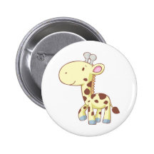 Cute Cartoon Baby Giraffe Shirts Pinback Buttons