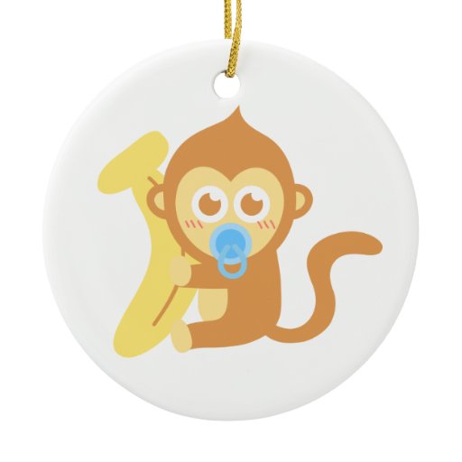 cute cartoon baby monkey with banana christmas ornament baby sock christmas ornament