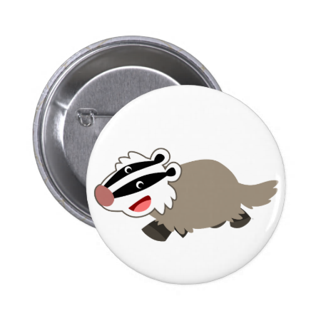 Cute Cartoon Badger Button Badge