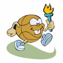 cute cartoon basketball with torch photo sculptures