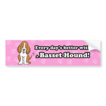 Cute Cartoon Basset Hound Bumper Sticker