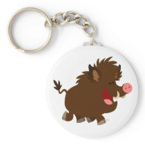 Cute Cartoon Beaming Wild Boar Keychain