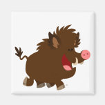 Cute Cartoon Beaming Wild Boar Magnet magnets