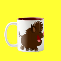 Cute Cartoon Beaming Wild Boar Mug mugs
