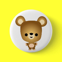Cute Cartoon Bear Cub Button Badge