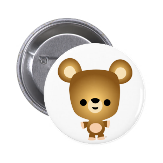 Cute Cartoon Bear Cub Button Badge