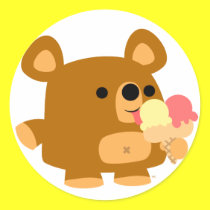 Cute Cartoon Bear with Balls :) round sticker