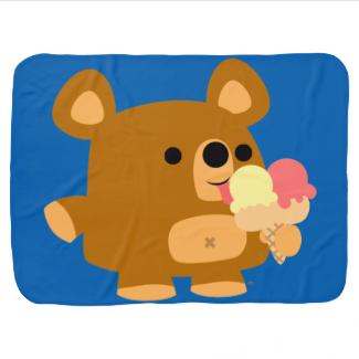 Cute Cartoon Bear with Ice Cream Baby Blanket