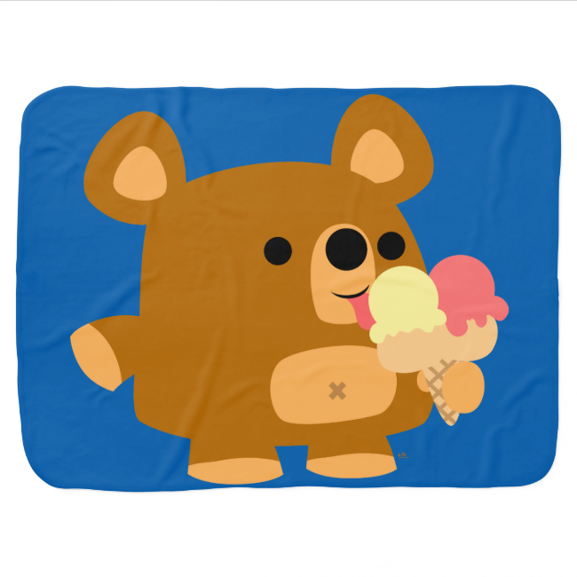 Cute Cartoon Bear with Ice Cream Baby Blanket