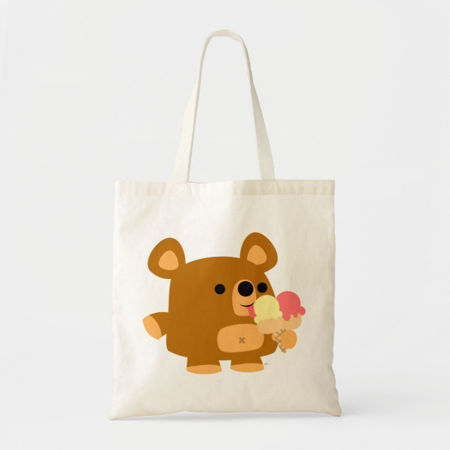 Cute Cartoon Bear with Ice Cream Bag