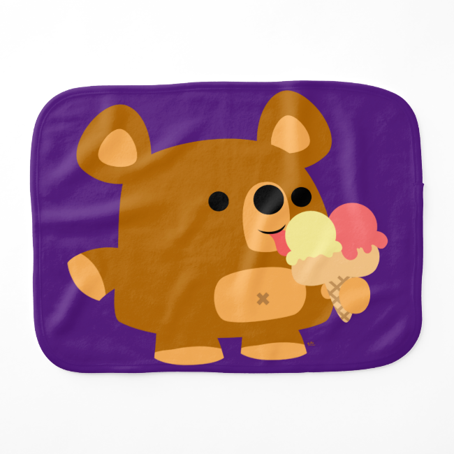 Cute Cartoon Bear with Ice Cream Burp Cloth