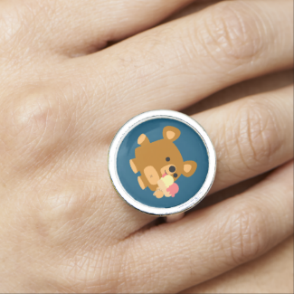 Cute Cartoon Bear with Ice Cream Ring