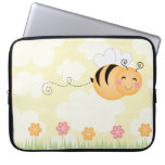 Cute cartoon bee and hive flowers laptop sleeve