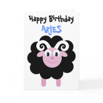 Cute Cartoon Birthday Zodiac Aries Ram Greeting Card