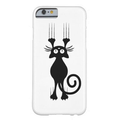 Cute Cartoon Black Cat Scratching Barely There iPhone 6 Case