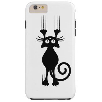 Cute Cartoon Black Cat Scratching Tough iPhone 6 Plus Case