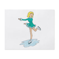 cute cartoon blonde girl figure skating personalized flyer
