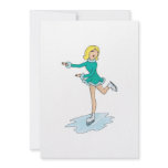cute cartoon blonde girl figure skating invite