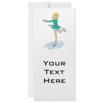 cute cartoon blonde girl figure skating rack card