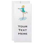 cute cartoon blonde girl figure skating rack card