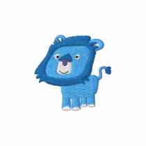Cute Cartoon Blue Lion embroidery embroidered shirts