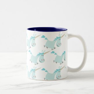 Cute Cartoon Blue Unicorns mug mug