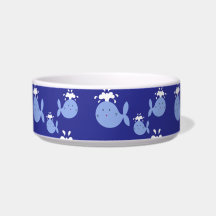 Cute Cartoon Blue Whale Pattern Cat Food Bowls