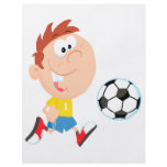 cute cartoon boy kicking soccerball full color flyer