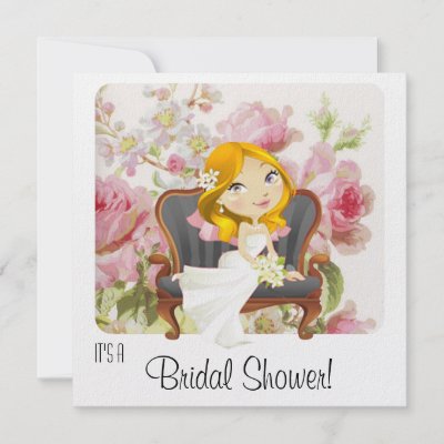 Cute Cartoon Bride Bridal Shower Invitation by NoteableExpressions