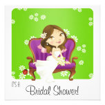 Cute Cartoon Bride Bridal Shower Invitation
