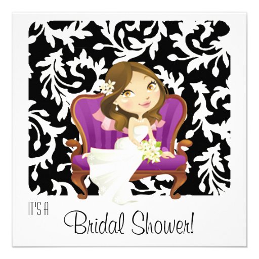 Cute Cartoon Bride Bridal Shower Invitation 5.25" Square Invitation