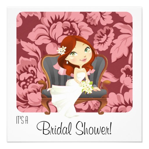 Cute Cartoon Bride Bridal Shower Invitation 5.25" Square Invitation