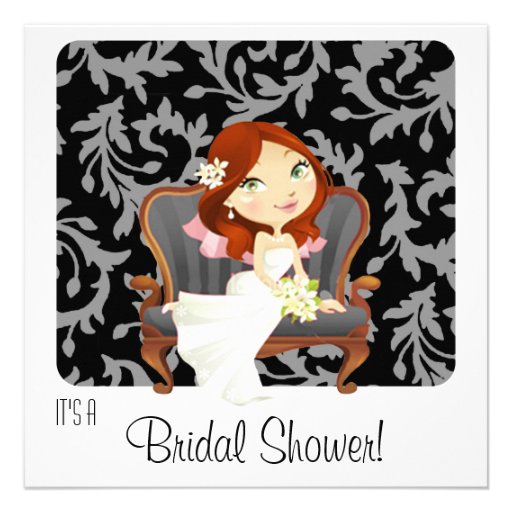 Cute Cartoon Bride Bridal Shower Invitation