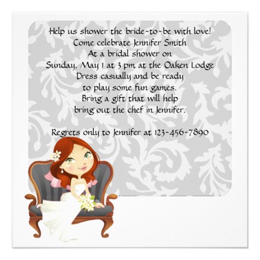 Cute Cartoon Bride Bridal Shower Invitation