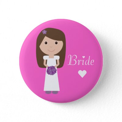 Cute Cartoon Bride Pinback Buttons