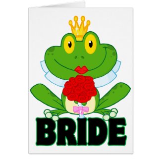 cute cartoon bride froggy frog with text card
