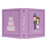 Cute Cartoon Bride & Groom Customizable Lilac binders