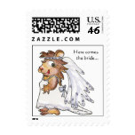 Cute cartoon bride wedding postage custom postage