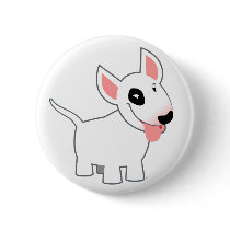 Cute Cartoon Bull Terrier Button Badge
