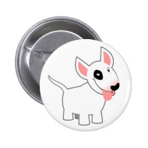 Cute Cartoon Bull Terrier Button Badge