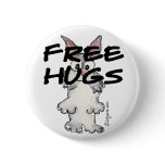 Cute Cartoon Bunny Rabbit Free Hugs Pin buttons